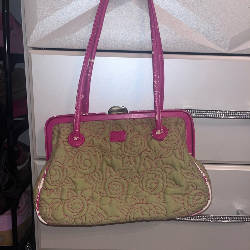 Stylish Pink and Green Women's Bag